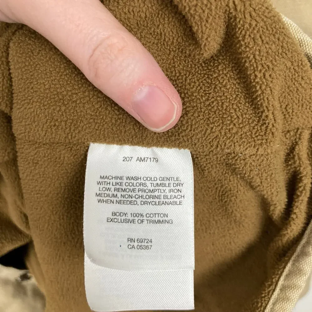 Columbia Mens Tan Canvas Fleece Lined Jacket M FLAW Shacket Chore Ranch Workwear